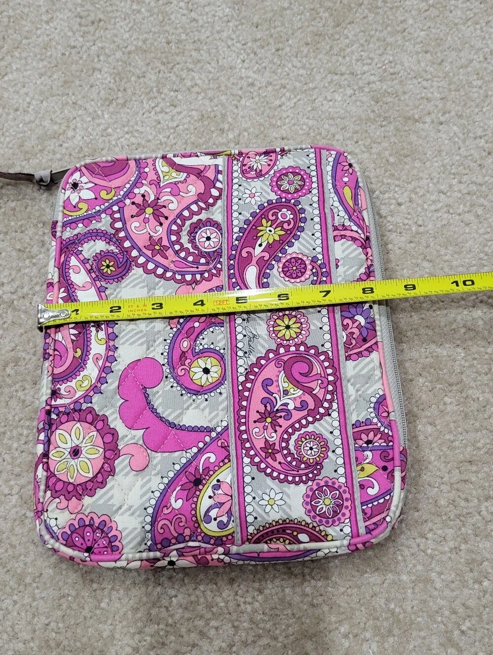 Vera Bradley Paisley Meets Plaid Quilted Tablet Sleeve Case Cover Pink Purple Gr